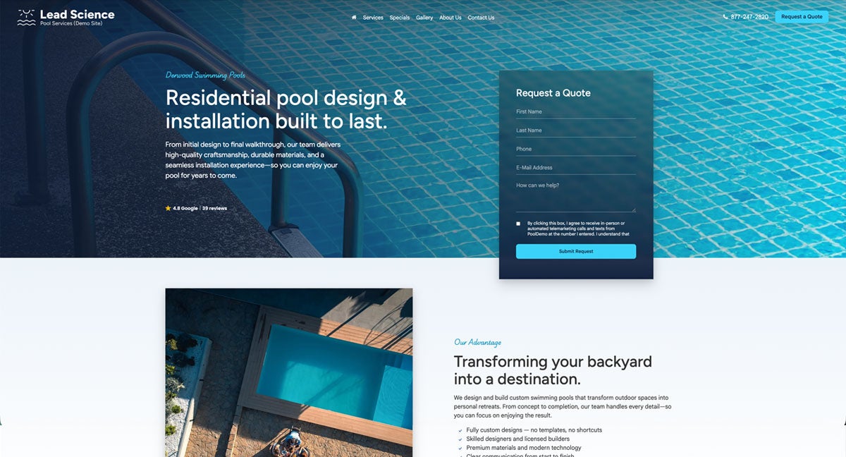 Pool Demo Homepage